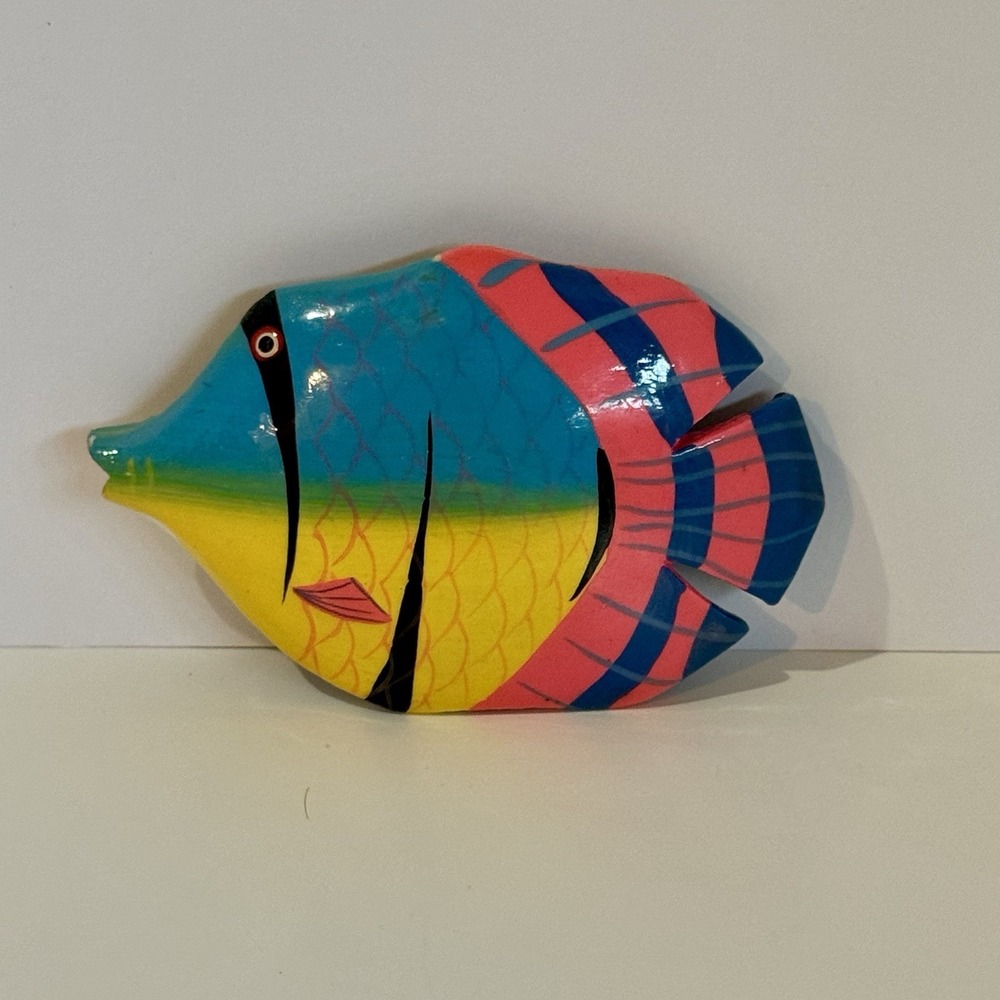 Vintage Wooden‎ Tropical Fish Hair Clip 90s Summer Beach Barrette Hand Painted